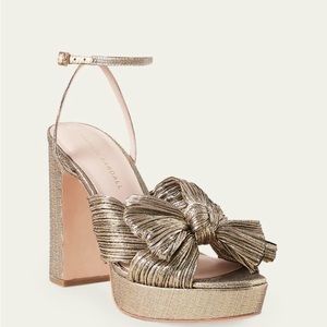 NEW Loeffler Randall Natalia Metallic Knot Platform Sandals in Dark Gold